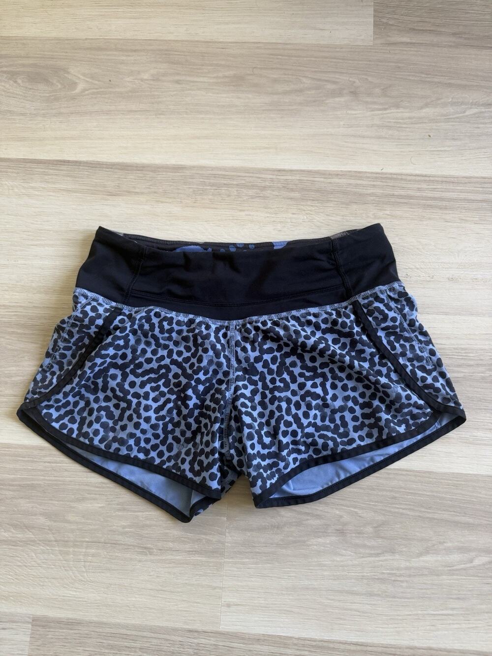 Vintage Lululemon Speed Up Shorts Leopard Print Blue Speed Up Shorts size 4